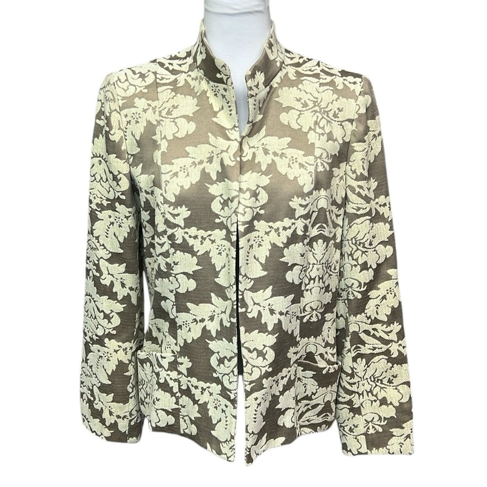 Jones New York Damask Floral Blazer Tan